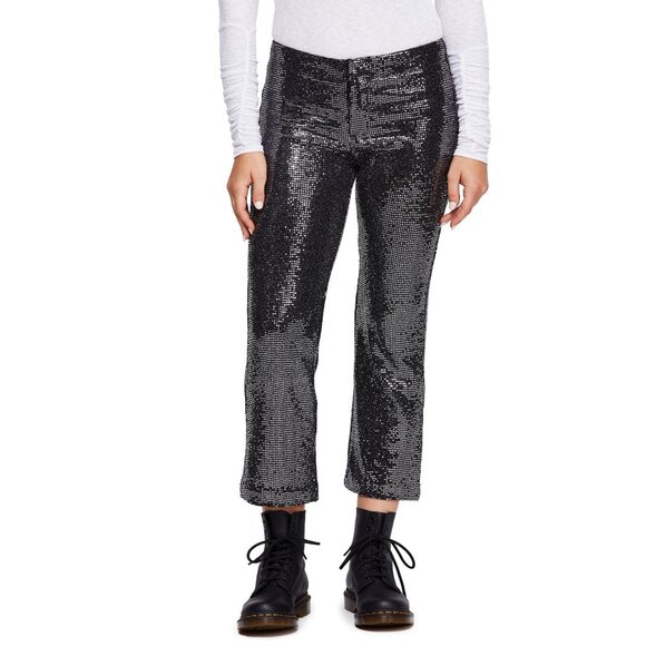 Free People Shine On Trouser Black Combo Size 12 NWT